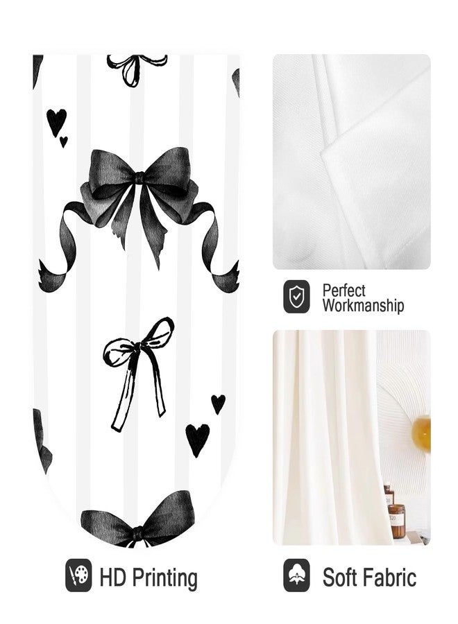 Coxila Black Bow Kitchen Window Curtains 27.5 x 39 Inch Small Short Mini Cafe Rod Pocket Cute Giry Girls Kawaii Princess for Living Bedroom Room Home Treatment Set of 2 Curtain Panels Drapes Tiers - Image 2
